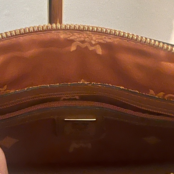 MCM Visetos Cognac Leather Satchel Bag with charm - Picture 5 of 9